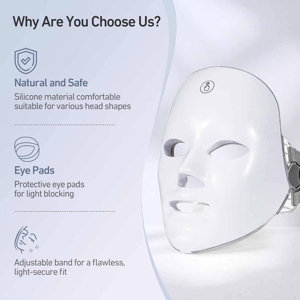 Red Light Therapy Mask For Face,7 Colors Led Face Mask Light Therapy,At-Home Photon Skin Care