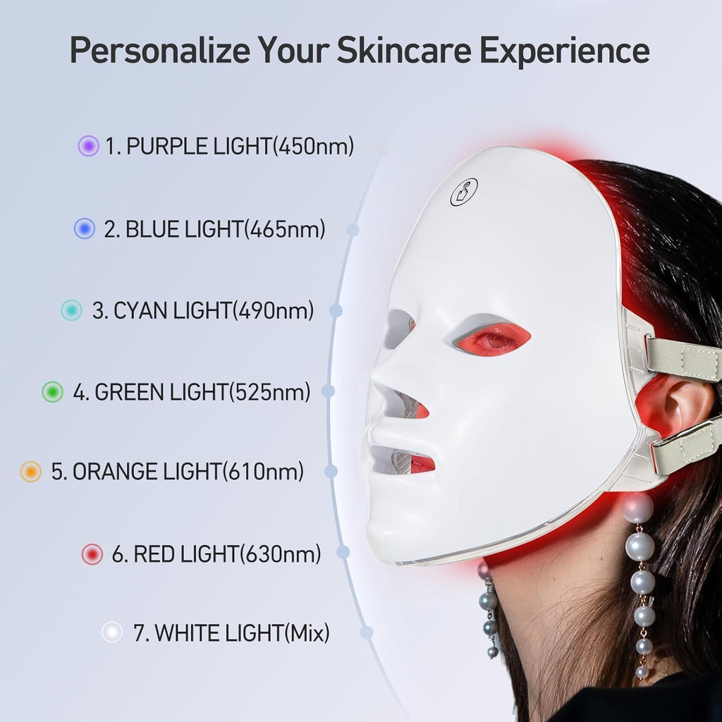 Red Light Therapy Mask For Face,7 Colors Led Face Mask Light Therapy,At-Home Photon Skin Care