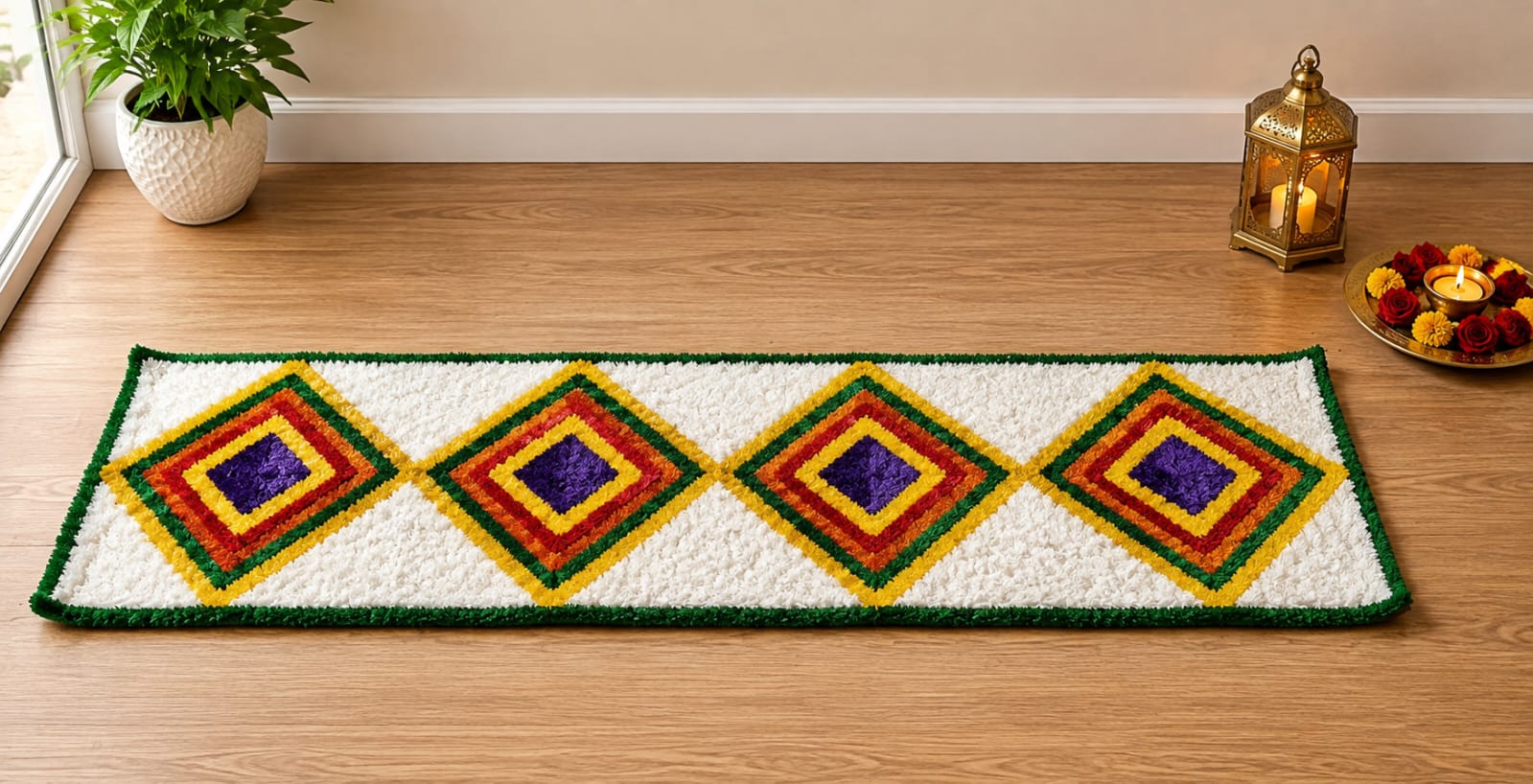Entry woolen rangoli mat
