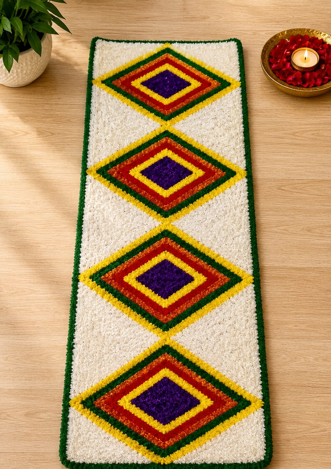 Entry woolen rangoli mat
