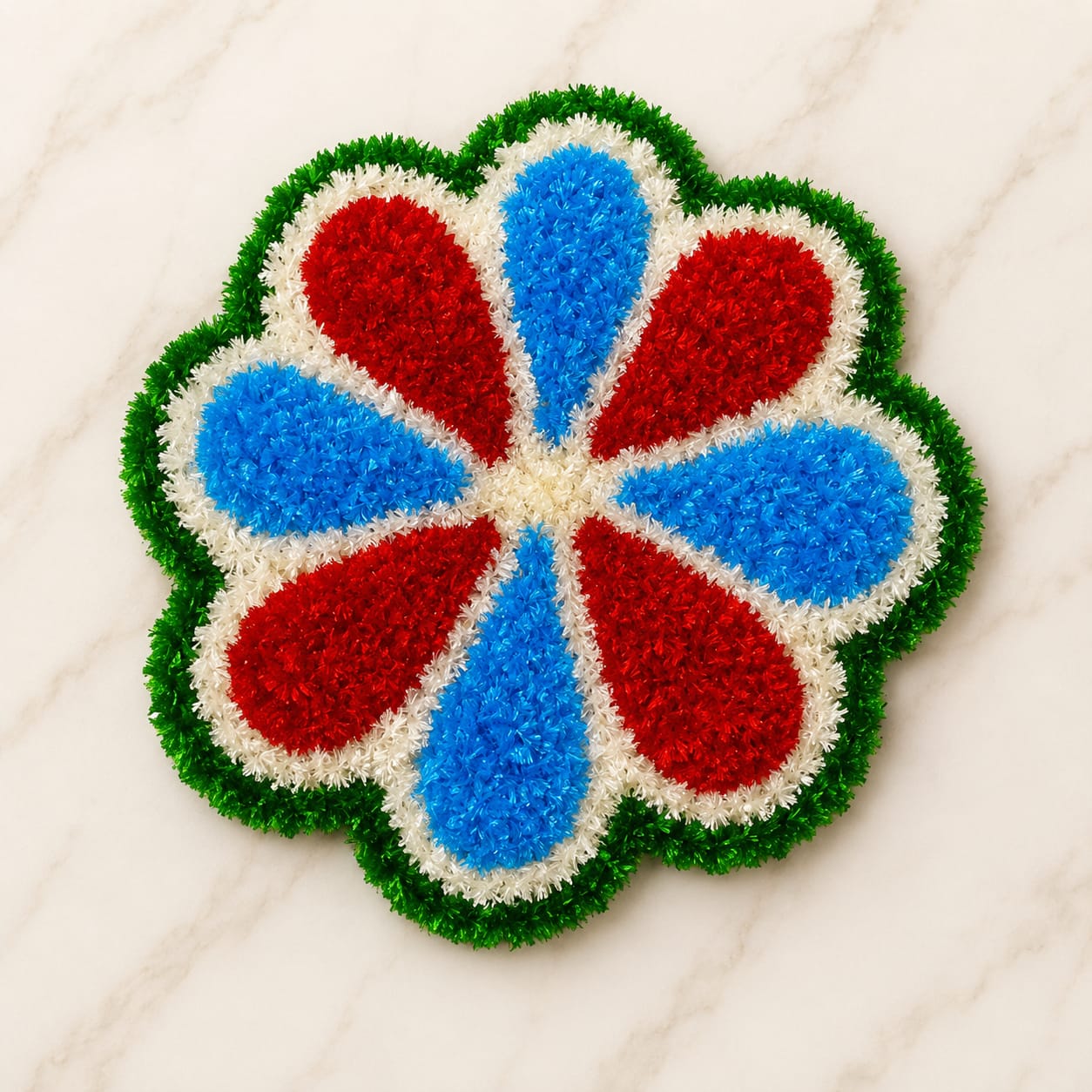 Woolen Rangoli Unique Green Blue & Red Woolen Rangoli (Set of 2 pcs)