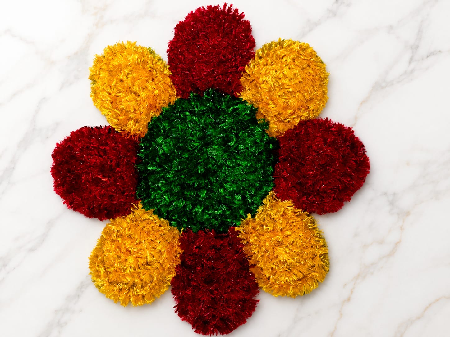 Woolen Rangoli Unique Green Yellow & Red Woolen Rangoli (Set of 2 pcs)